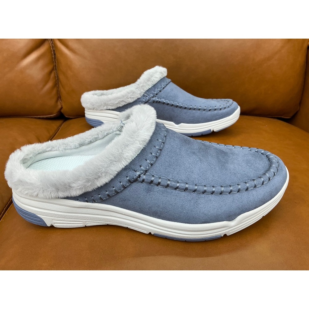 Ryka Ariana Mule Women 10W Blue New Faux Fur Lined Cozy Clog